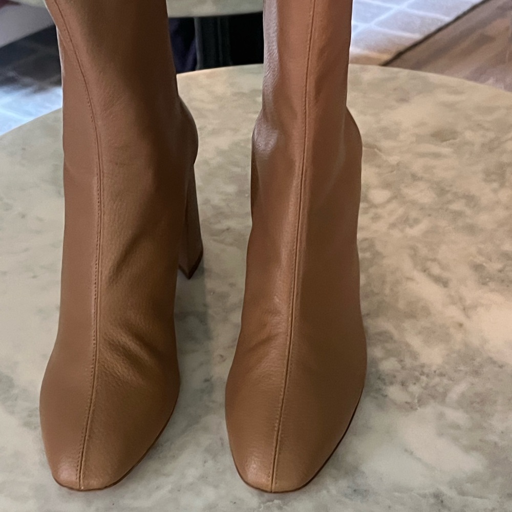 Aquazzura Saint Honore Camel Block Heel 37 - Picture 2 of 6